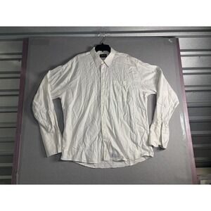 Kasper Men's 100% Cotton Dress Shirt White 17.5 36/37 Long Sleeve